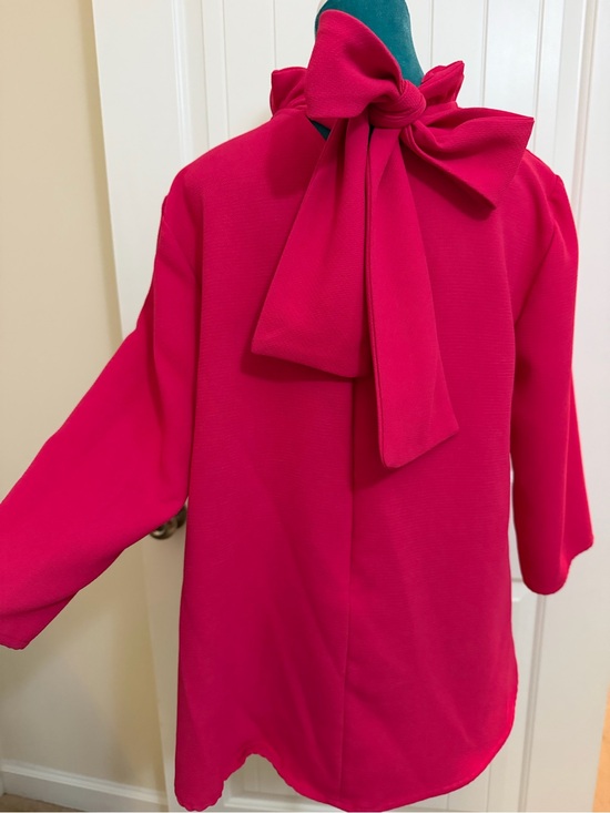 Pomander Place Tops - Pomander Place Fuchsia Tie-Neck Blouse